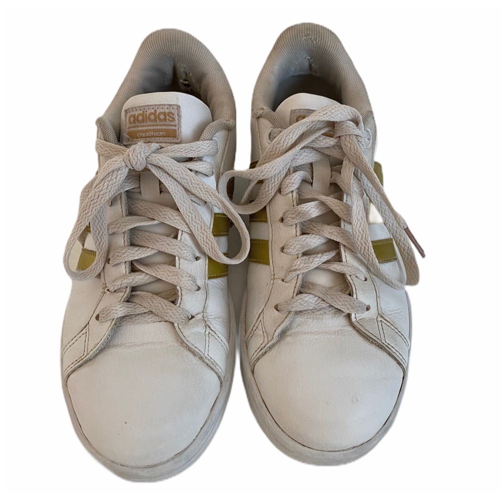 Adidas Neo Cloudfoam Advantage White Leather Shoes Sneakers US 7 Lace Up - Picture 3 of 10